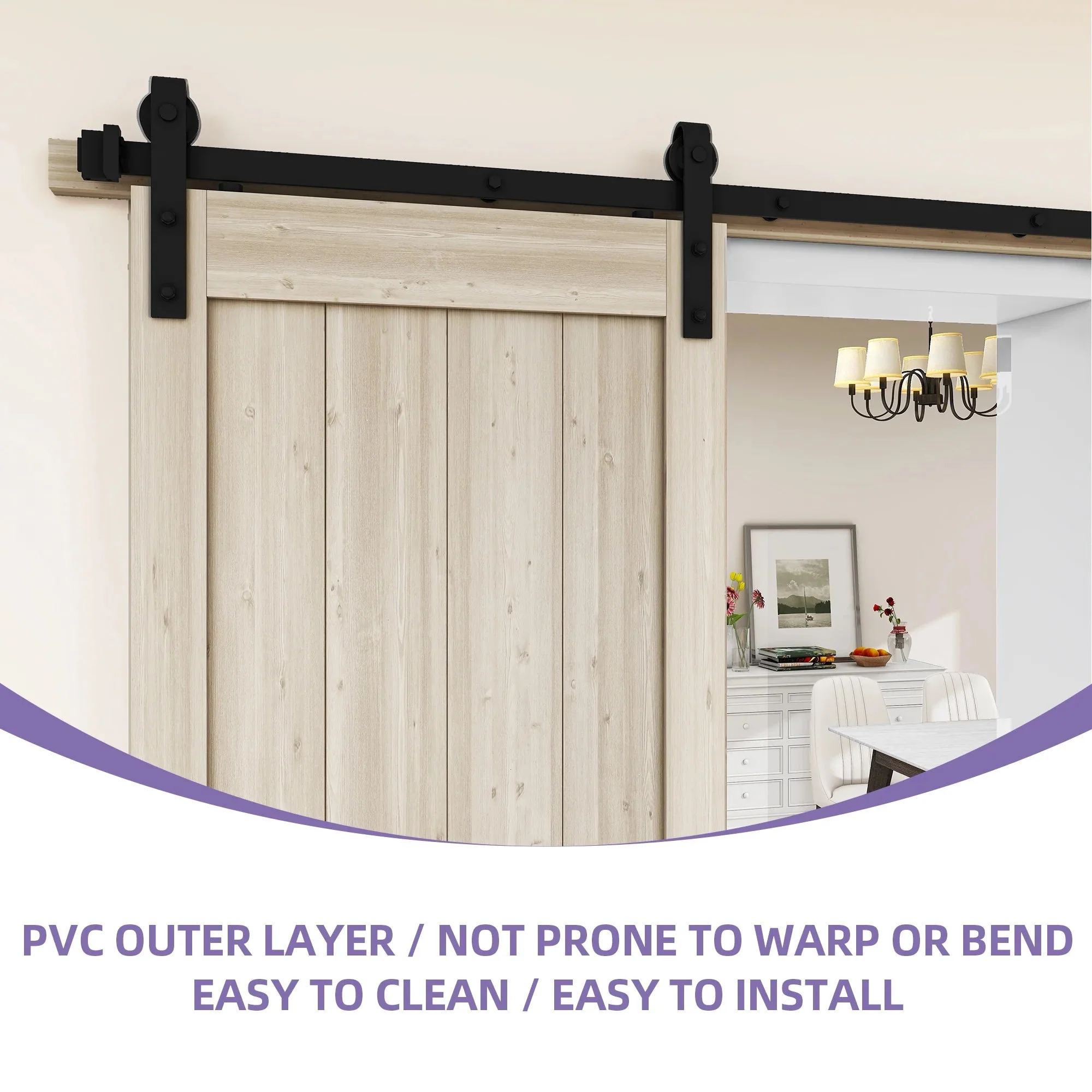 Uforic Sliding Barn Door With Hardware Kit, 48 x 84 in, Gray - Image 12 Uforic Sliding Barn Door With Hardware Kit, 48 x 84 in, Gray - Image 12