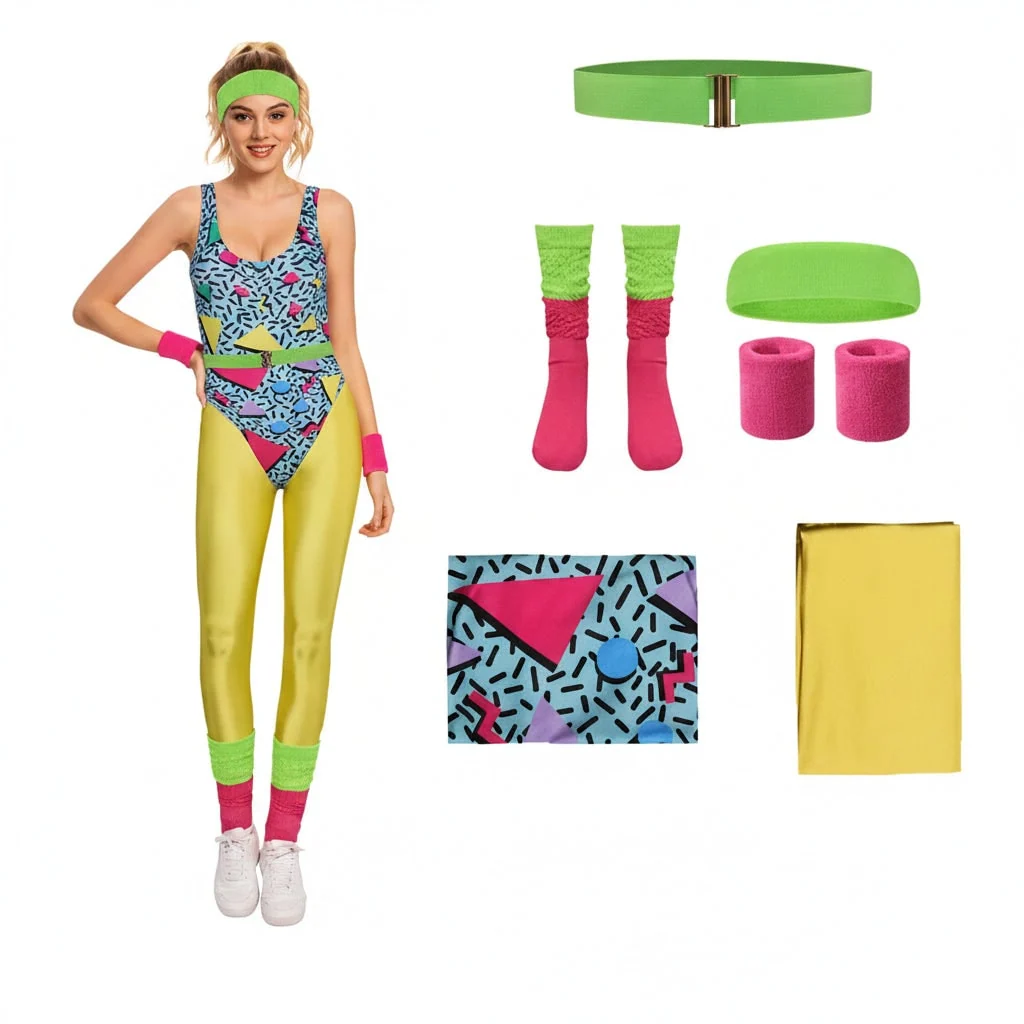 Halloween Costumes Girls Retro Fitness Outfit Set - Image 4 Halloween Costumes Girls Retro Fitness Outfit Set - Image 4
