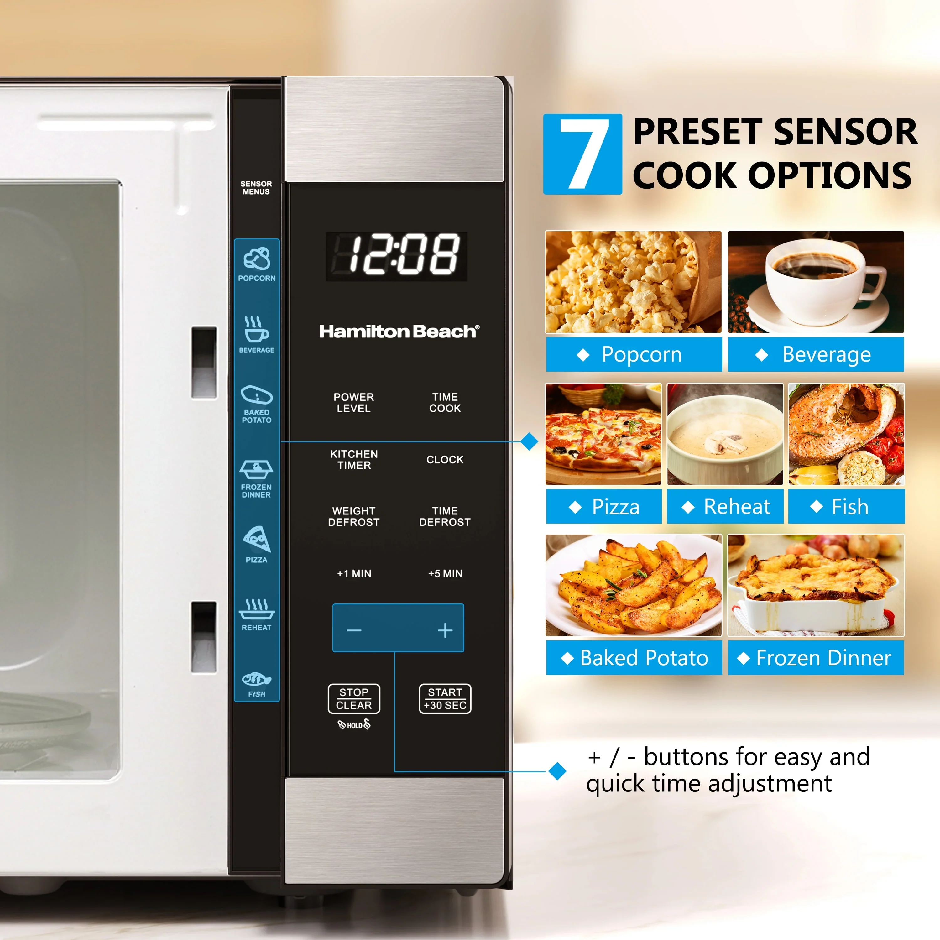 Hamilton Beach 1.6 cu ft Sensor Cook Countertop Microwave Oven in Stainless Steel