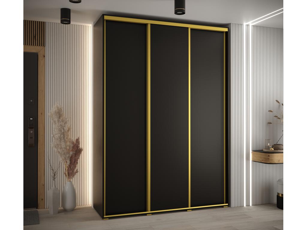 ARMARIO DAVOS 1 DE PUERTAS CORREDERAS 235,2/170/45 3 puertas (Negro/Negro/Oro)