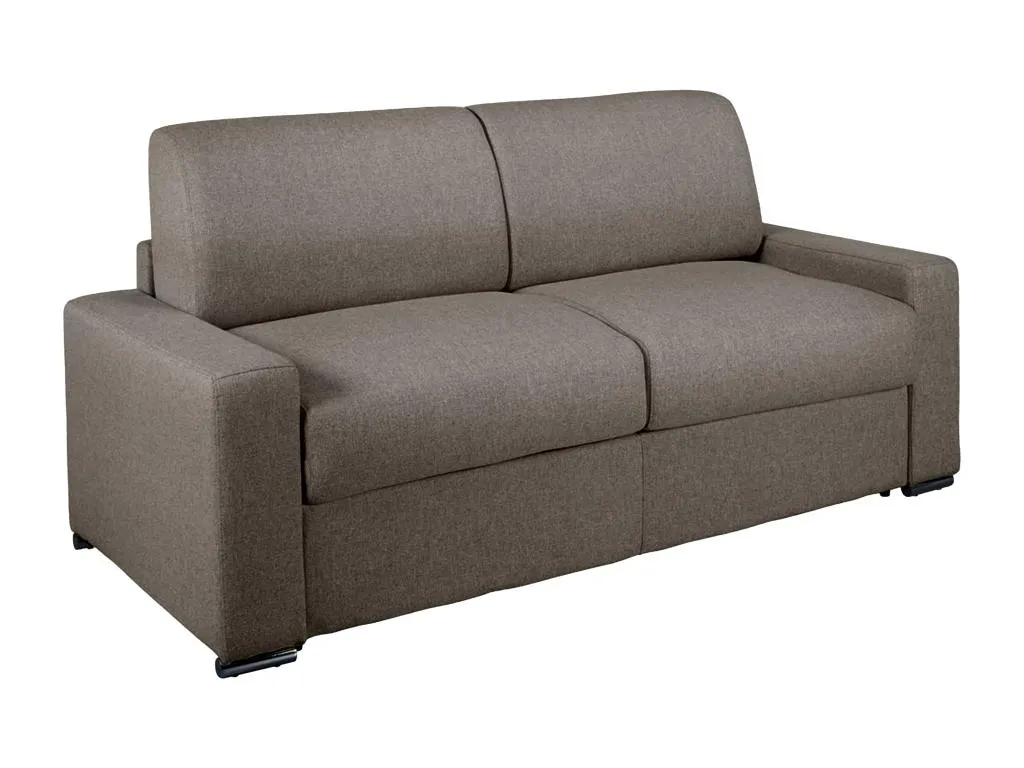 Sofá cama de apertura rápida 3 plazas de tela Decocasaes - Antracita - Cama 140 cm - Colchón 18 cm 20163ljcv