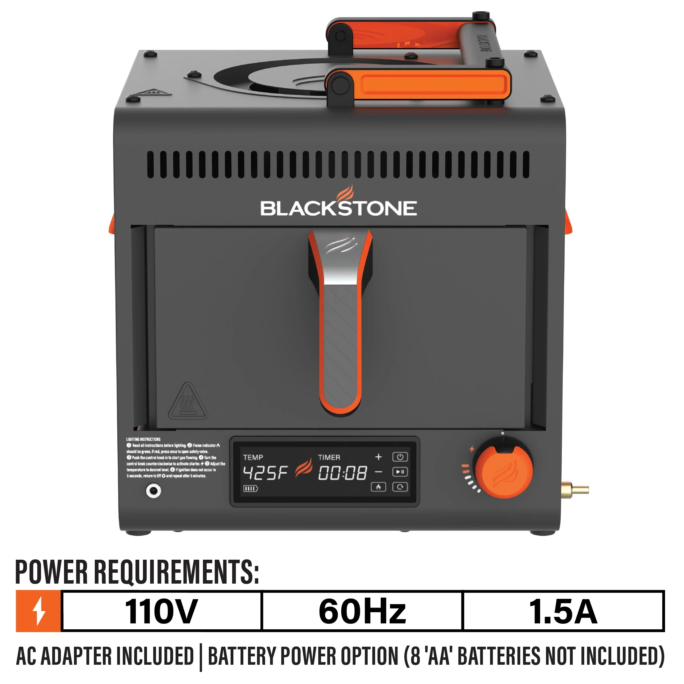 Blackstone Adventure Ready Portable Propane Air Fryer, 4 Quart, Gray & Orange, 18W, 3ft Cord - Image 6