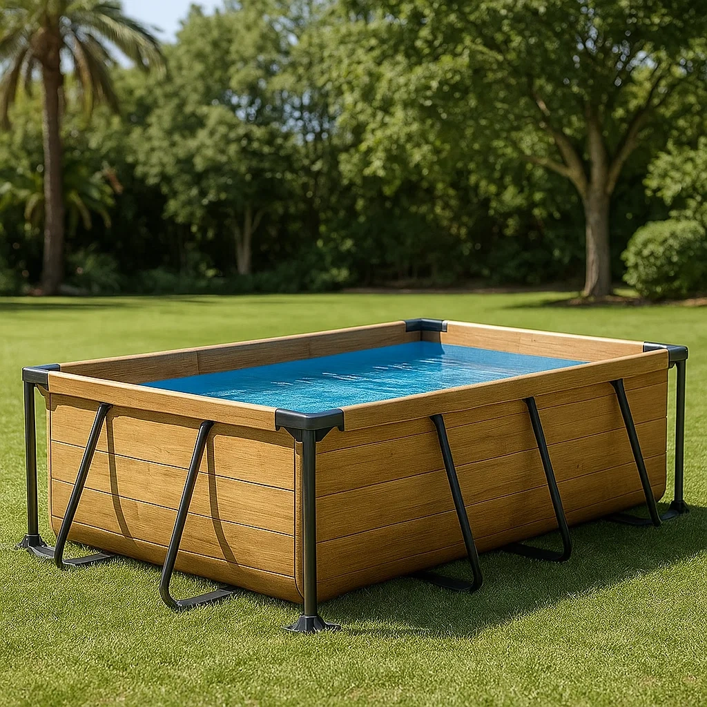 Piscina tubular,forma rectangular,capacidad 6200 litros,material PVC y acero,color efecto madera,montaje requerido,300x200x90 cm - VdRYYLWPtGrL