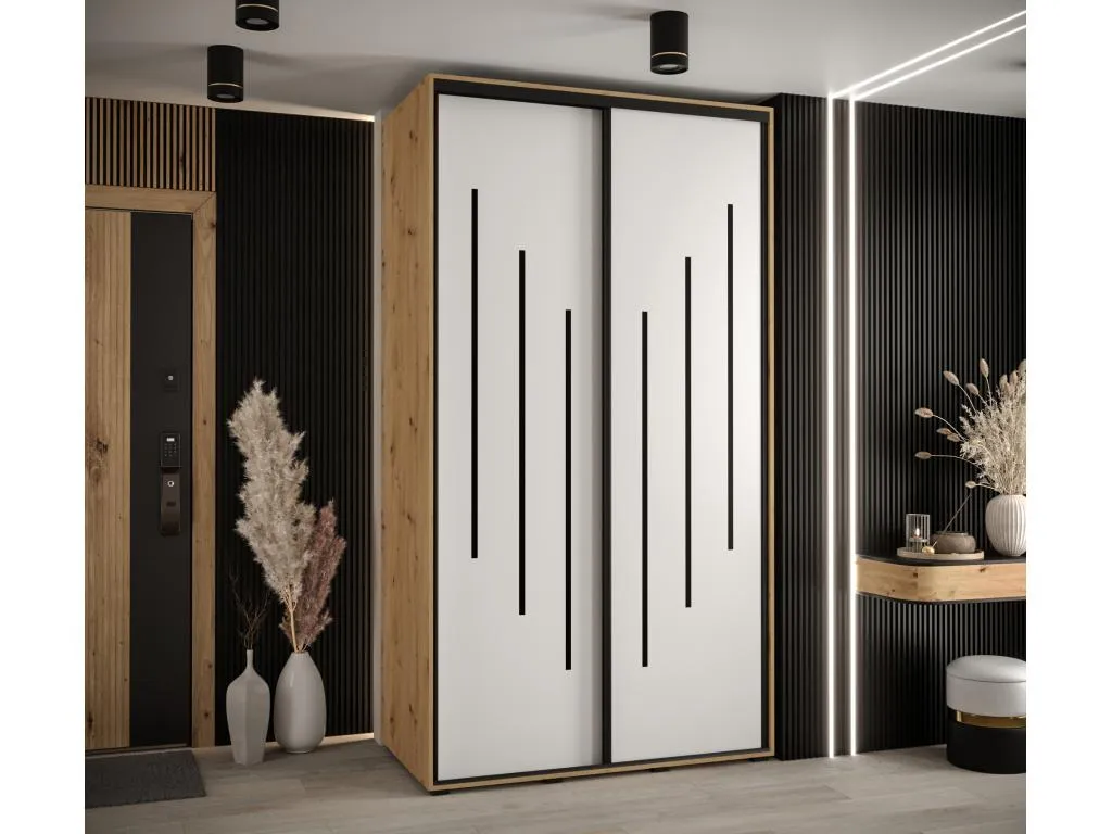 ARMARIO Casabellaes 8 DE PUERTAS CORREDERAS 235.2/130/60 2 puertas (Artisan/Blanco/Negro) YSBB90084