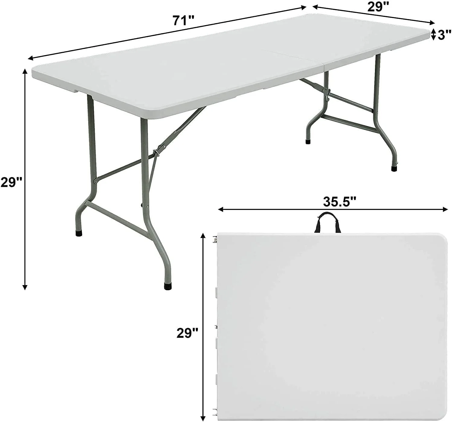 Amazing for less 8ft Folding Table White Plastic Portable Long Foldable Tables Indoor Outdoor Party Picnic Camping Fold Table 8 Foot (4ft, 6ft, 8ft) - Image 4