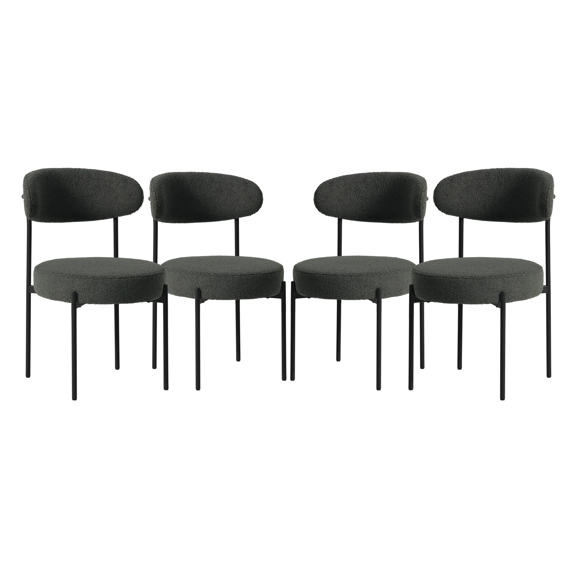 WestinTrends Alexandria Mid-Century Modern Upholstered Sherpa Round Dining Chairs (Set of 4), Sunset Gold - Image 71