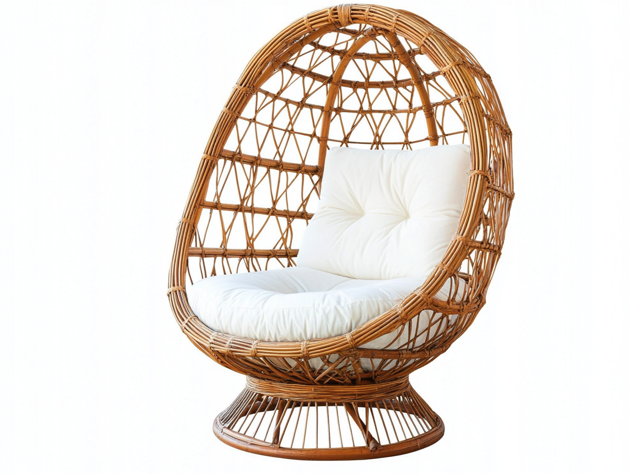 Sillón Relax Egg de ratán natural, interior/exterior, 105 cm