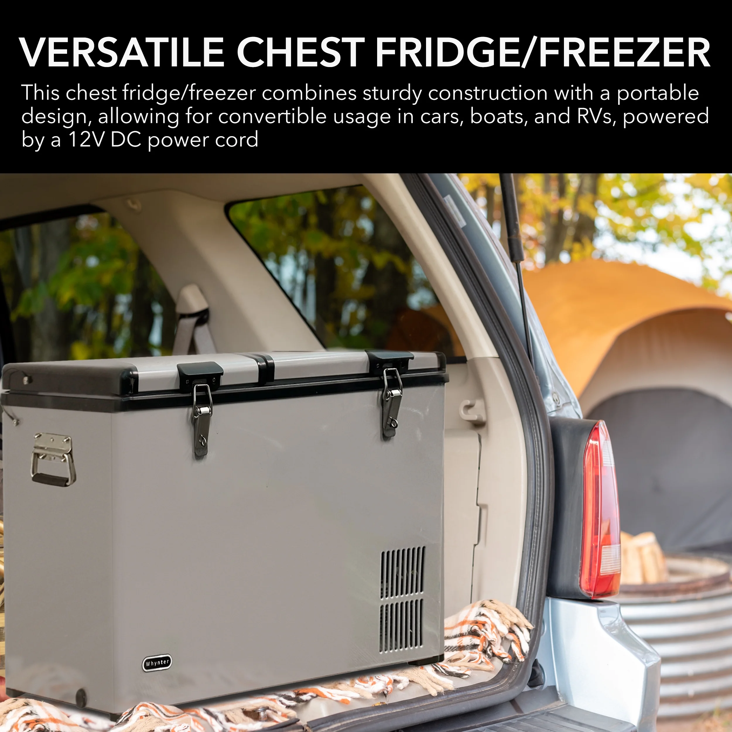 Whynter 90 Quart Dual Zone Portable Fridge/Freezer with 12v Option and Wheels - Image 7