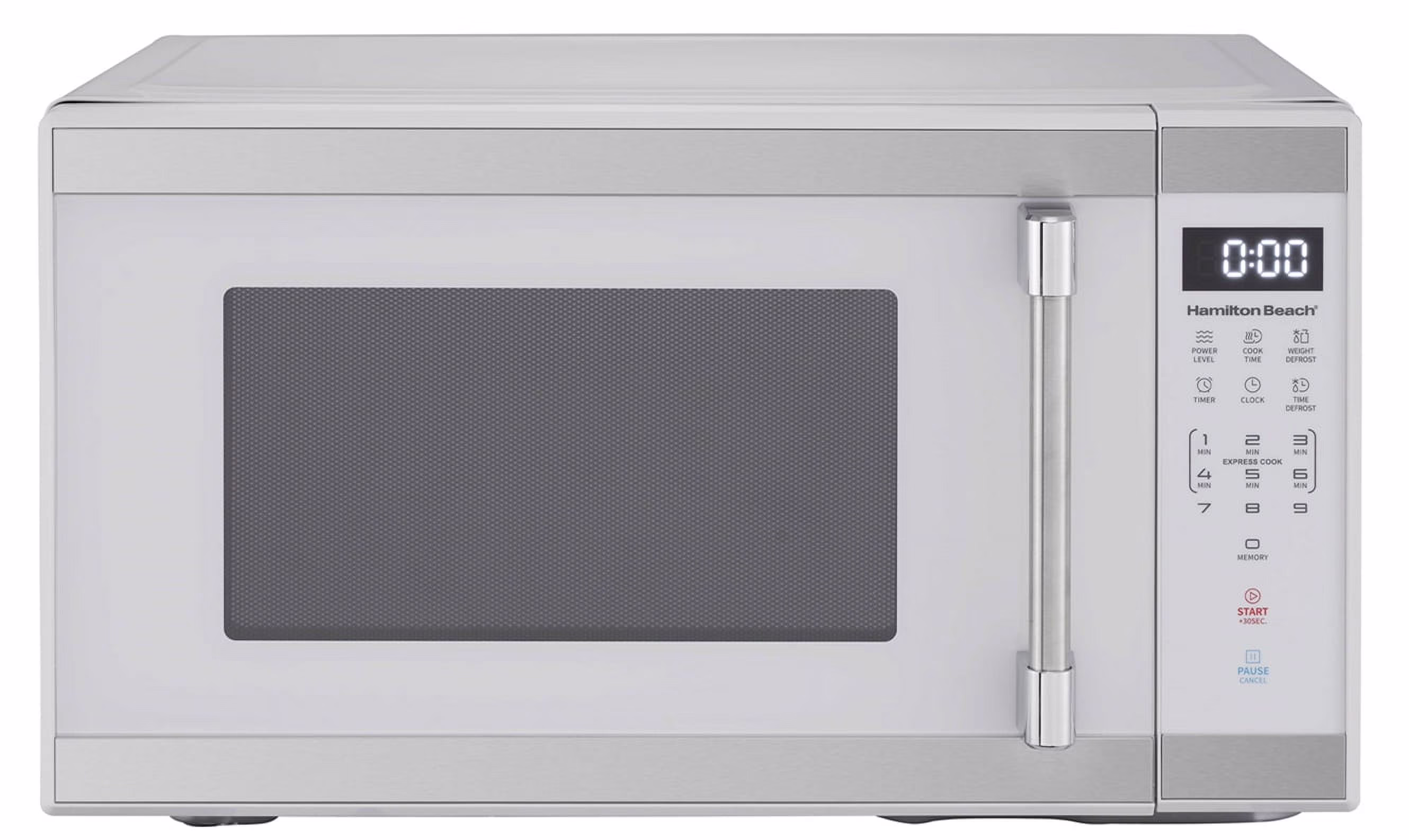 Hamilton Beach 1.1 Cu. Ft. Countertop Microwave Oven, 1000 Watts, White Stainless Steel