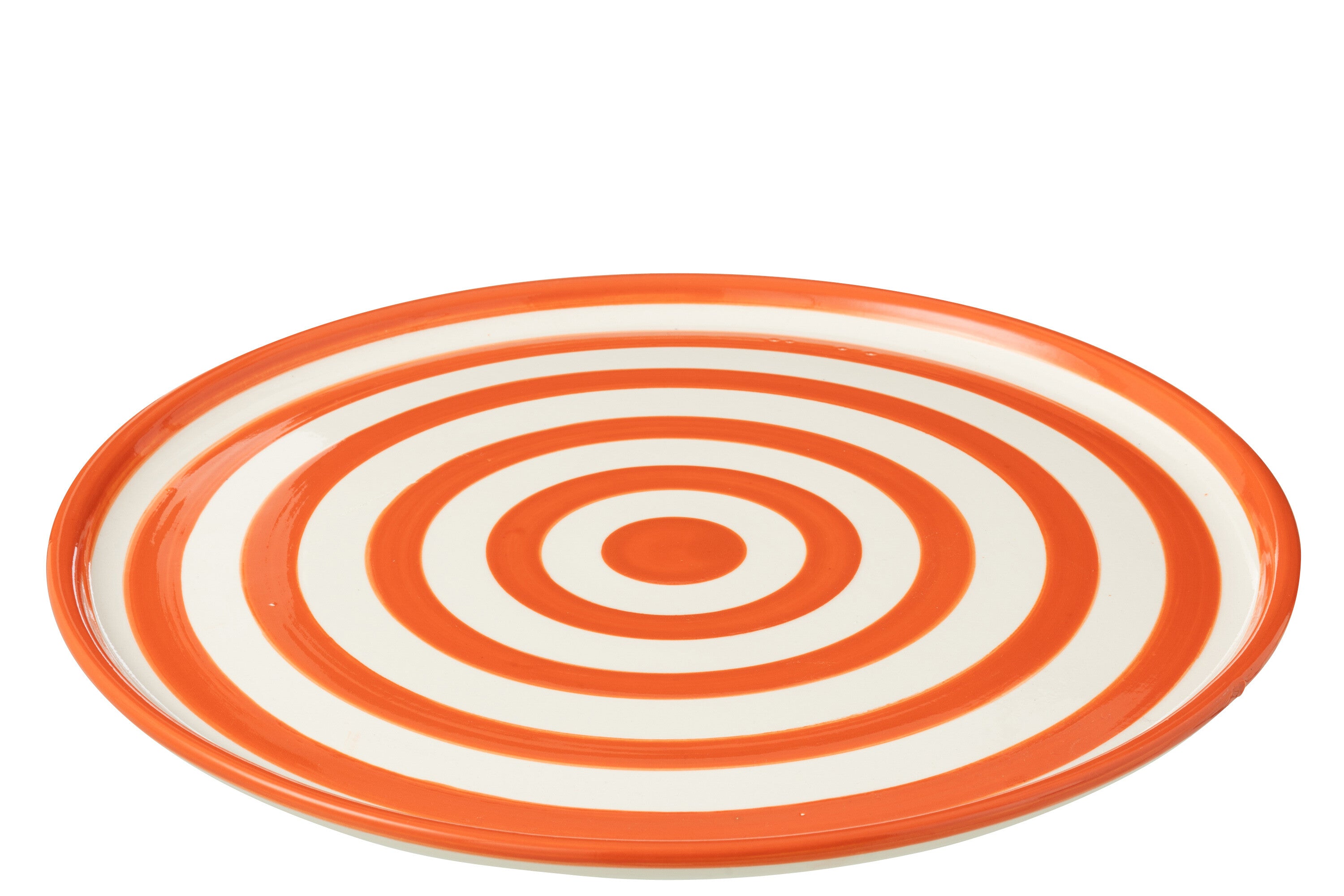 J-Line schaal Granada Stripes - keramiek - wit oranje