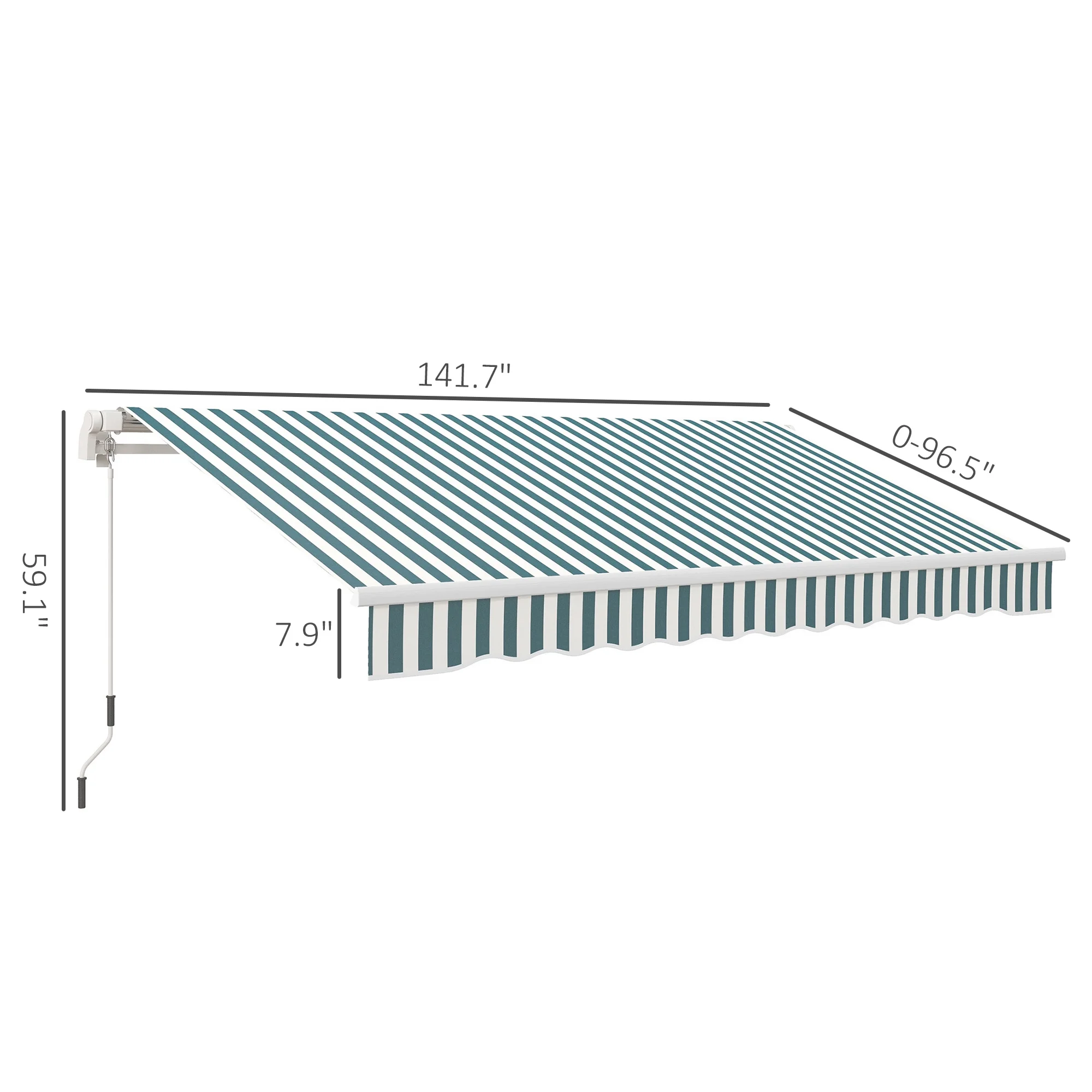 Outsunny 12' x 10' Manual Retractable Awning Outdoor Sunshade Shelter for Patio, Balcony, Yard, with Adjustable & Versatile Design, Beige and White - Image 63