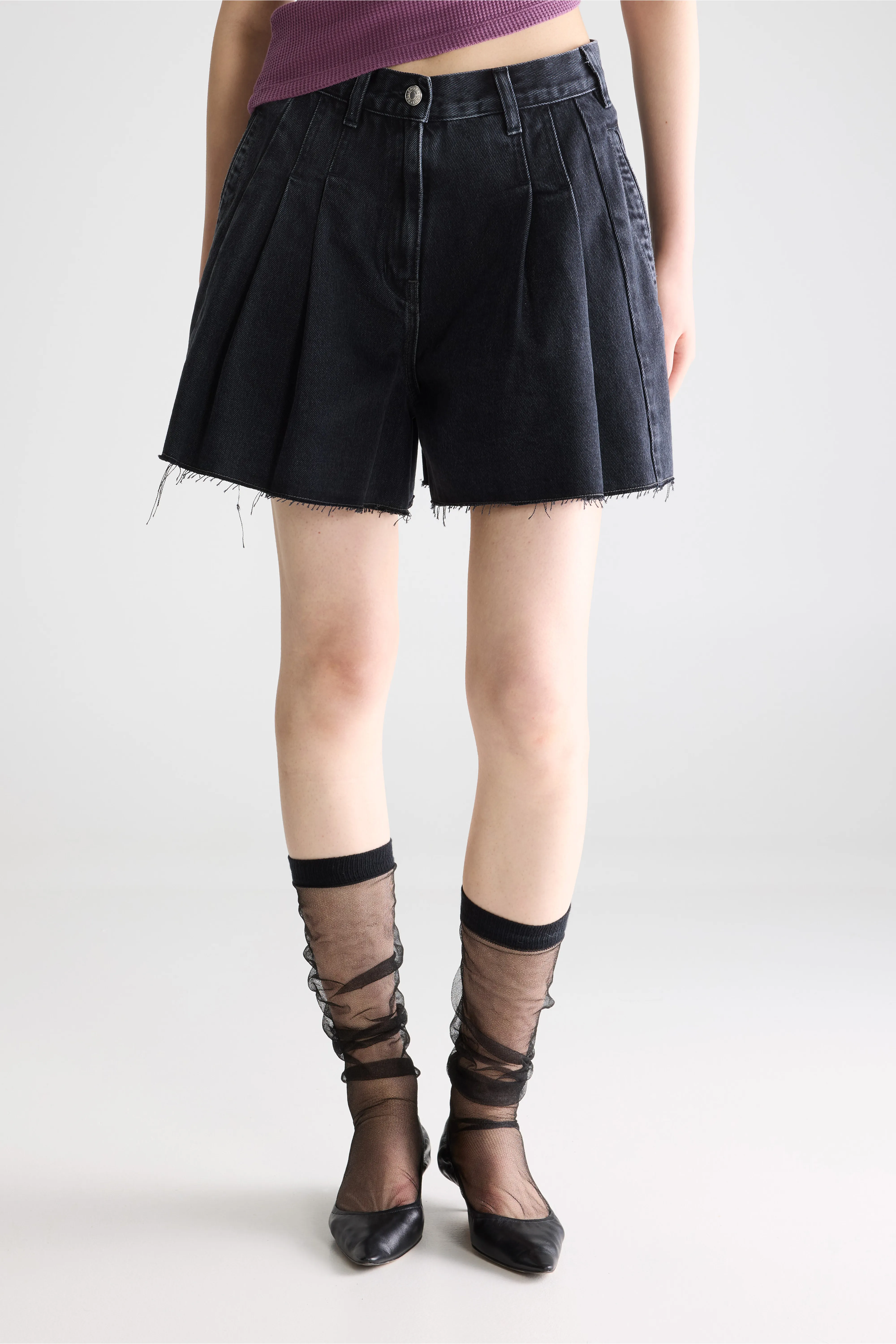Bellerose Presley wide denim shorts (261 / W / USED BLACK)