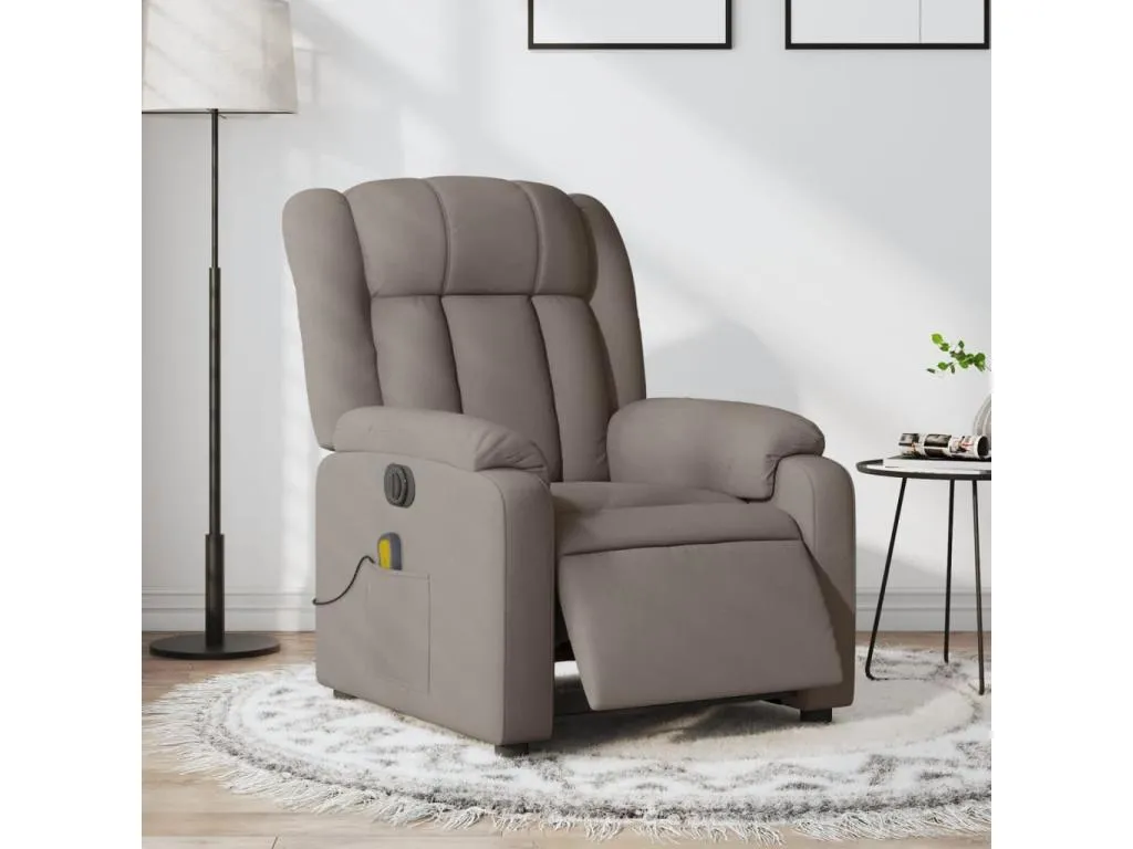Sillón reclinable de masaje eléctrico tela gris taupe
