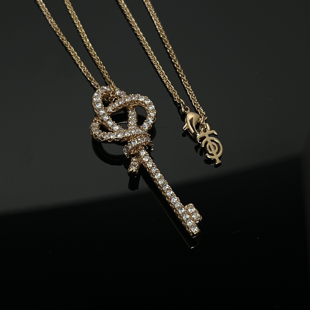 Tiffany Knot Key Pendant Necklace with Diamonds - Original Replica Club