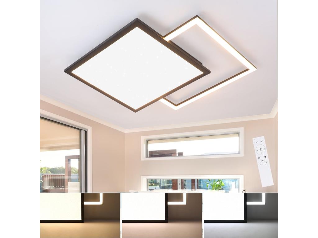 Mubdelu LED - Lámpara de techo, 46 vatios, color negro, lámpara moderna para cocina con brillo ajustable, con diseño de cielo estrellado - Diseño para dormitorio, oficina de trabajo, hotel, oficina.