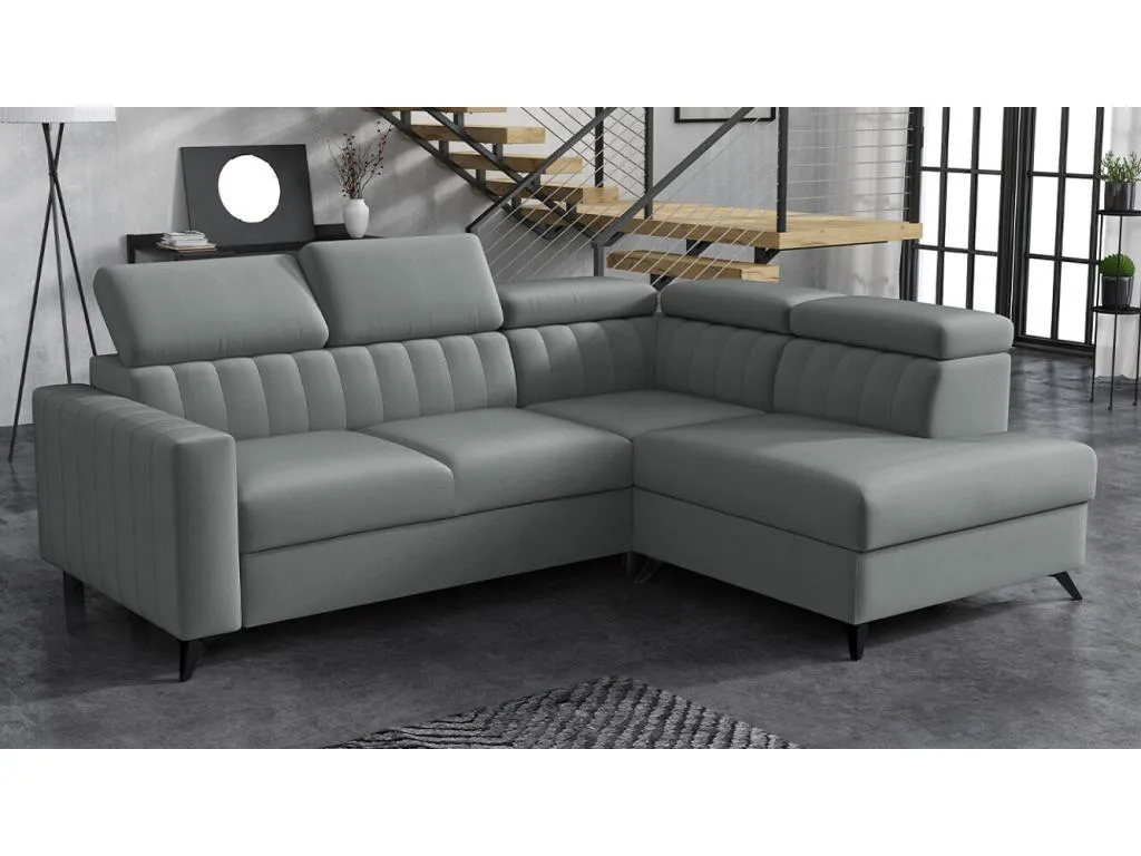 Sofá rinconero Luxmbls 202 Gris Función de descanso Caja de ropa de cama 249x195cm 67016UAQV