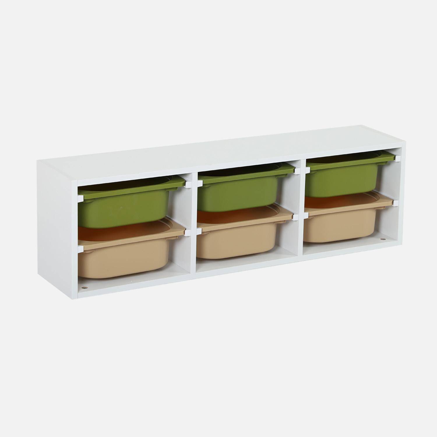 Sora - Mueble de almacenamiento infantil horizontal, 6 cajas coloridas