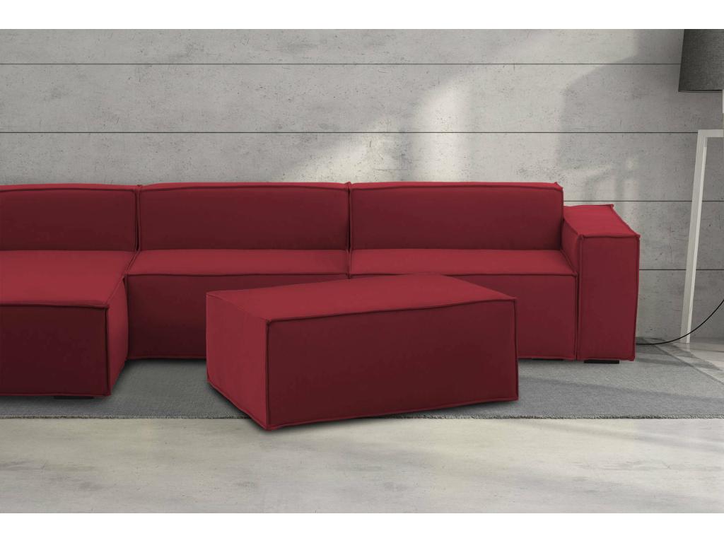 Puff Dabdella, Otomana de la sala de estar, 100% Made in Italy, Sillón relax en tela tapizada, Cm 100x70h43, Rojo