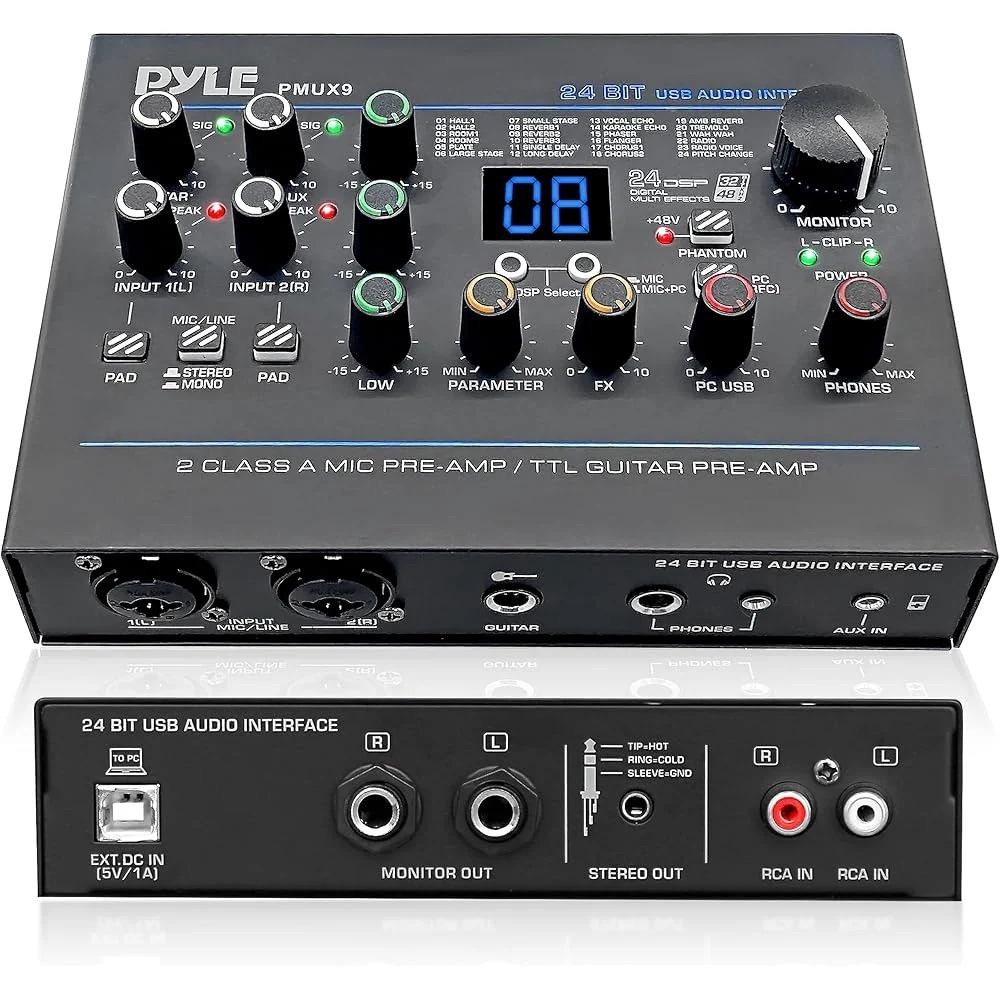 Pyle USB Audio Interface With 24 Digital Effects Preset - PMUX9 Pyle USB Audio Interface With 24 Digital Effects Preset - PMUX9