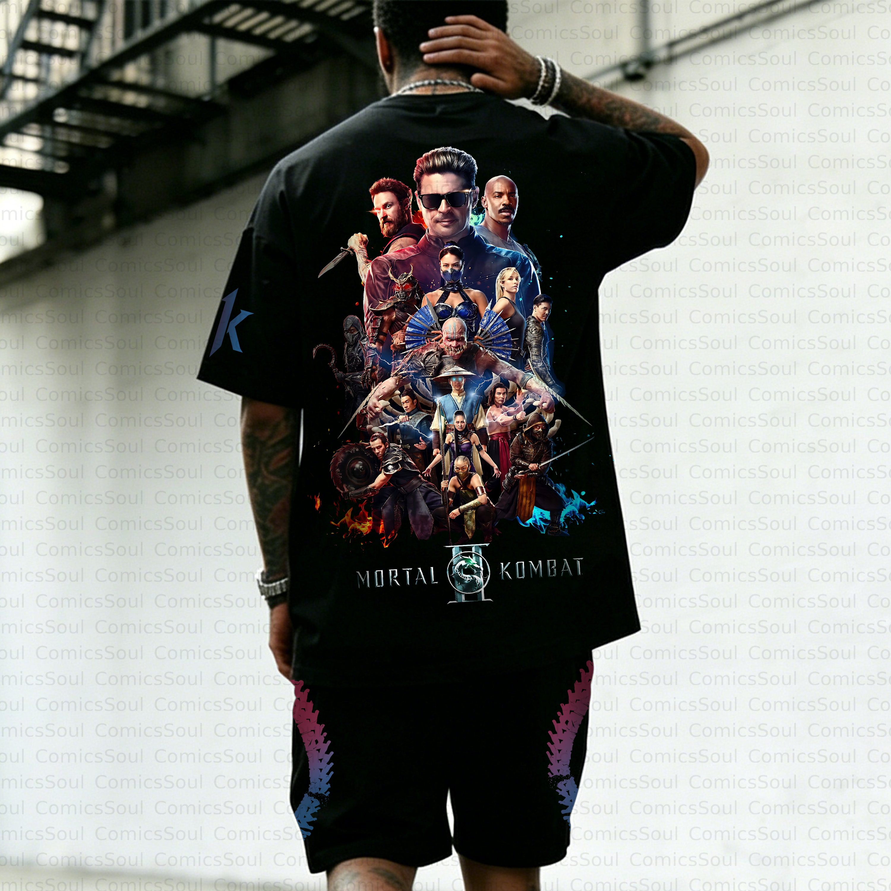 Unisex Anime Inspired Vintage T-shirt& Shorts 2 Pieces Set