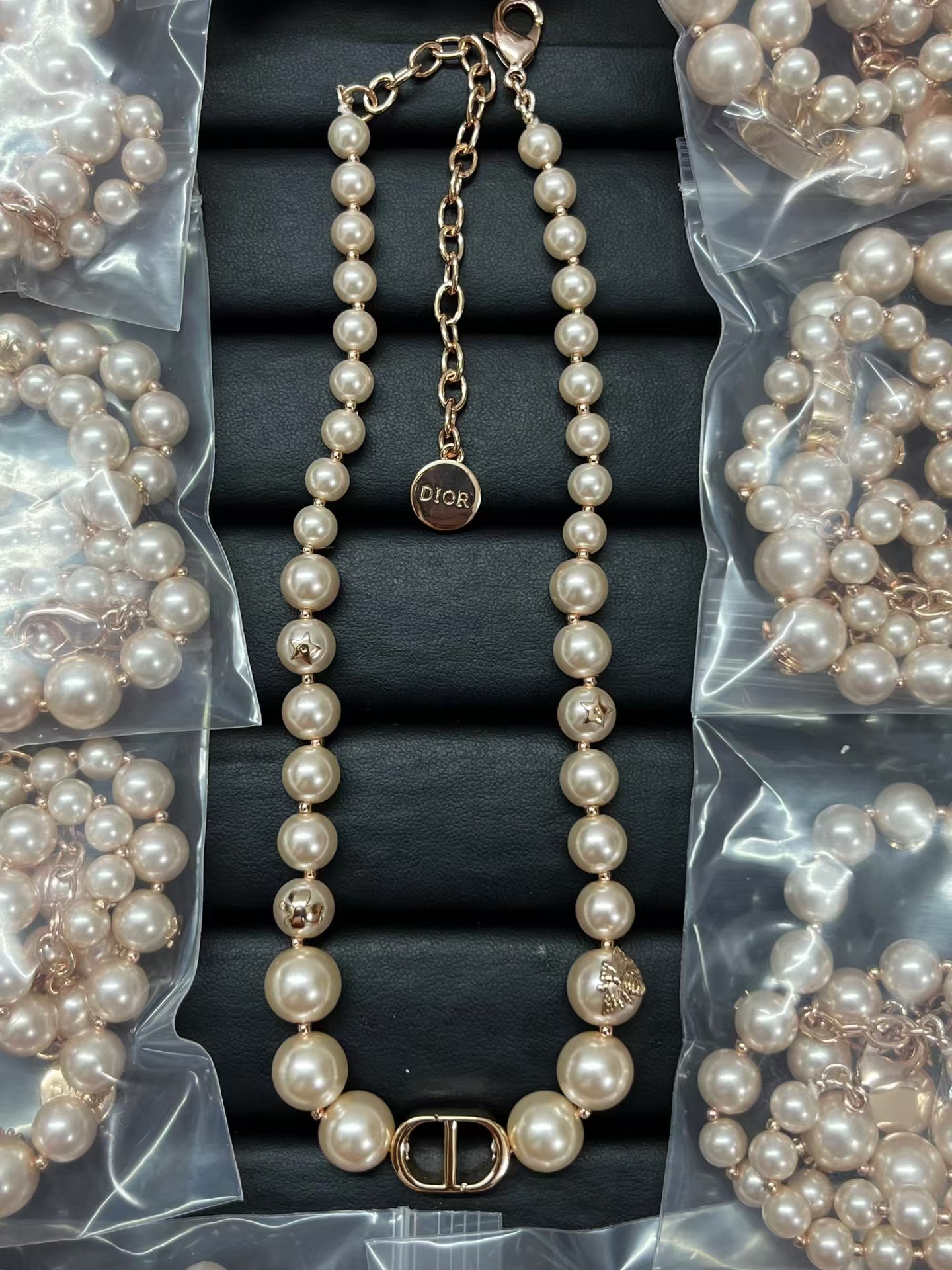 Dior Rose Gold- Finish Vintage Pearl Necklace - Original Replica Club