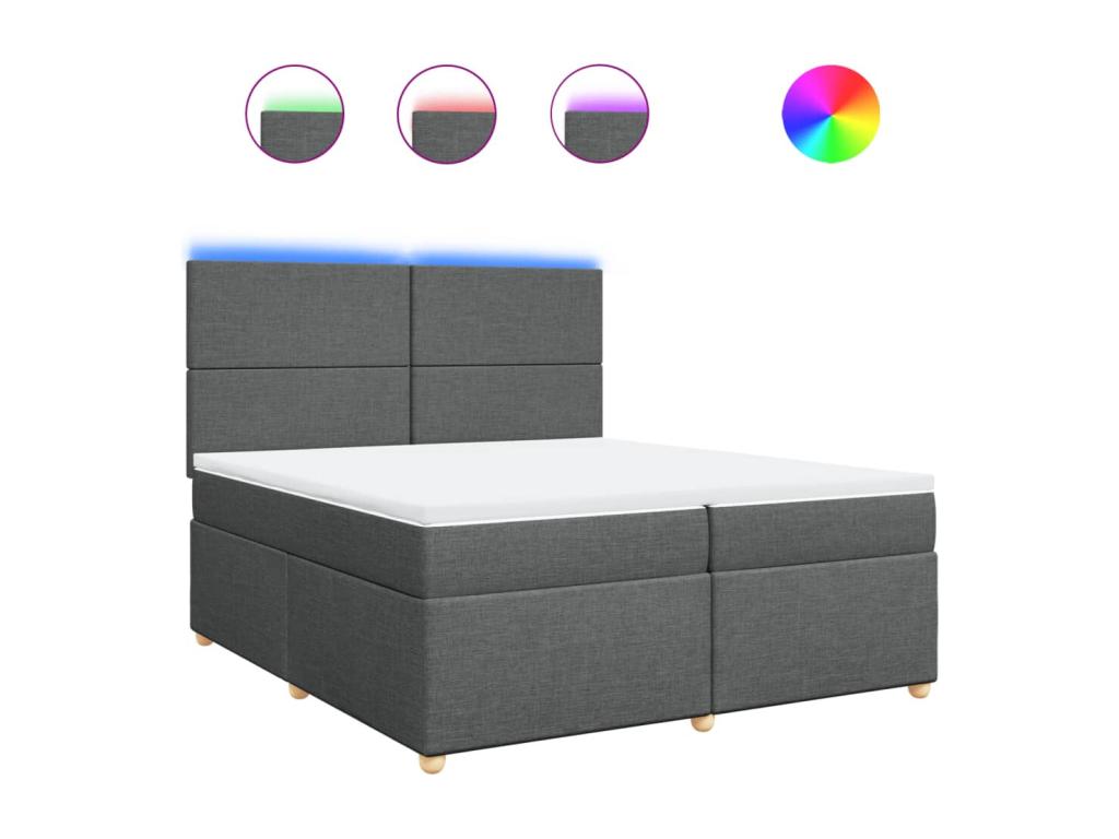 Cama box spring con colchón tela gris oscuro 200x200 cm