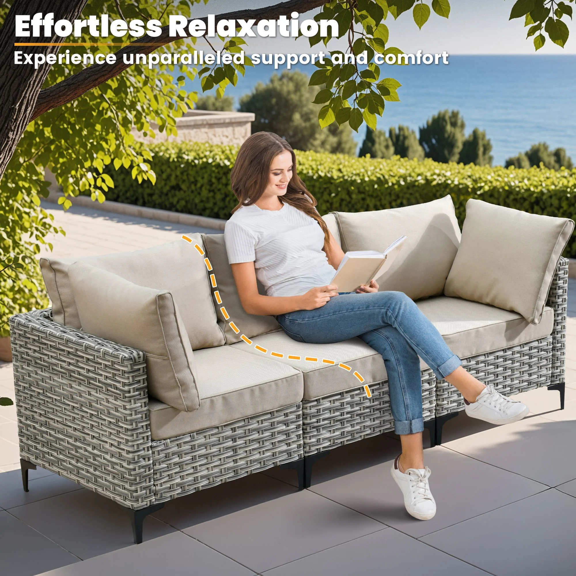 Vcatnet Outdoor Patio Furniture Sets 10 Pieces Sectional Sofa Wicker Conversation Set with Swivel Glider Chairs and Solar Powered Coffee Table for Porch,Backyard,Gray - Image 38