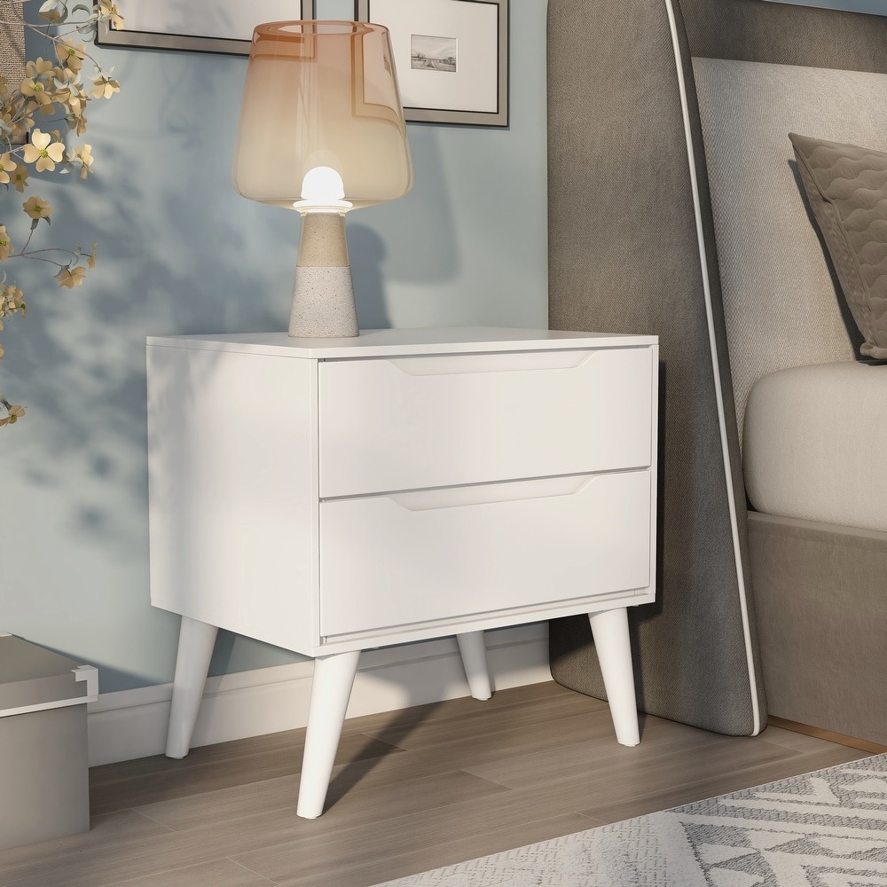 WAYFAIR Bodo Mid-Century Modern Wood 2-Drawer Nightstand By Carson Carrington