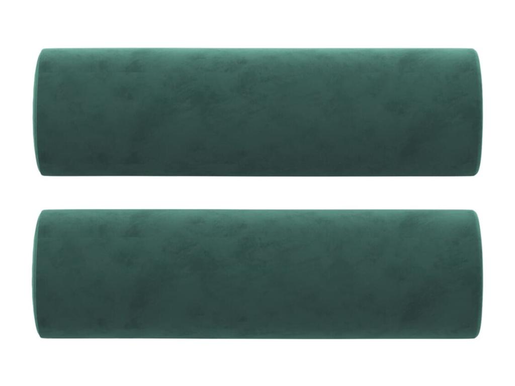 Set de 2 cojines decorativos Terciopelo Verde oscuro Ø15x50 cm