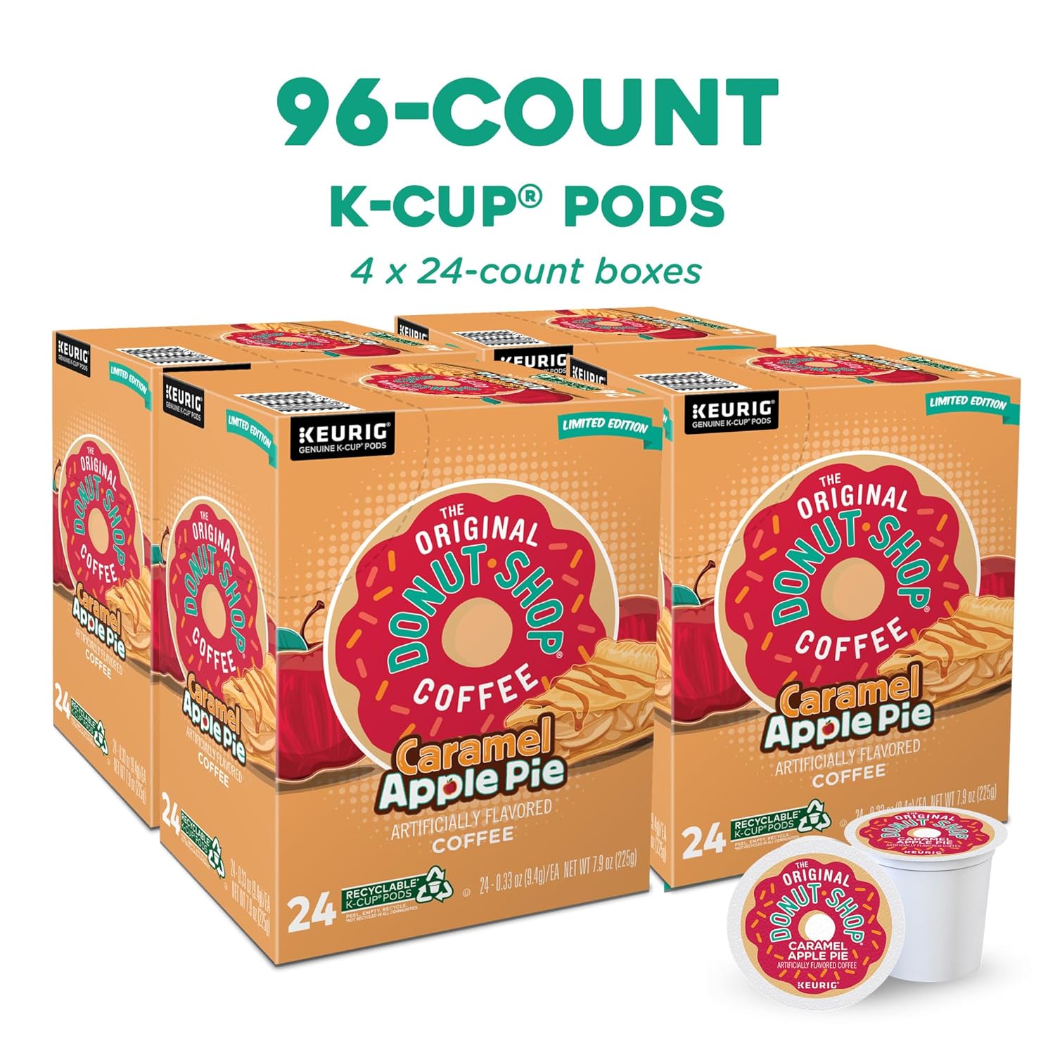 The Original Donut Shop Caramel Apple Pie Coffee. Keurig K-Cup Pod. Light Roast. 96 Count