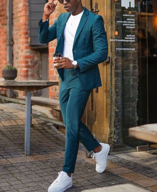 Business Solid Notch Lapel Single Breasted Blazer & Pants 2Pcs Set