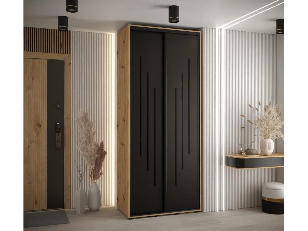 ARMARIO Decocasaes 8 DE PUERTAS CORREDERAS 235.2/110/60 2 puertas (Artisan/Negro/Negro) 01242ccmw