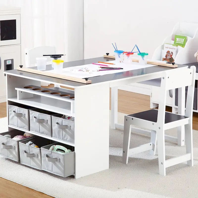 Children's Art Table and Drawing Desk with Ample Storage