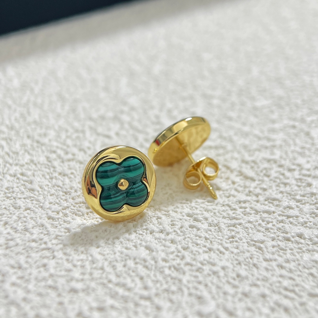 Louis Vuitton Green Malachite Stud Earrings - Original Replica Club