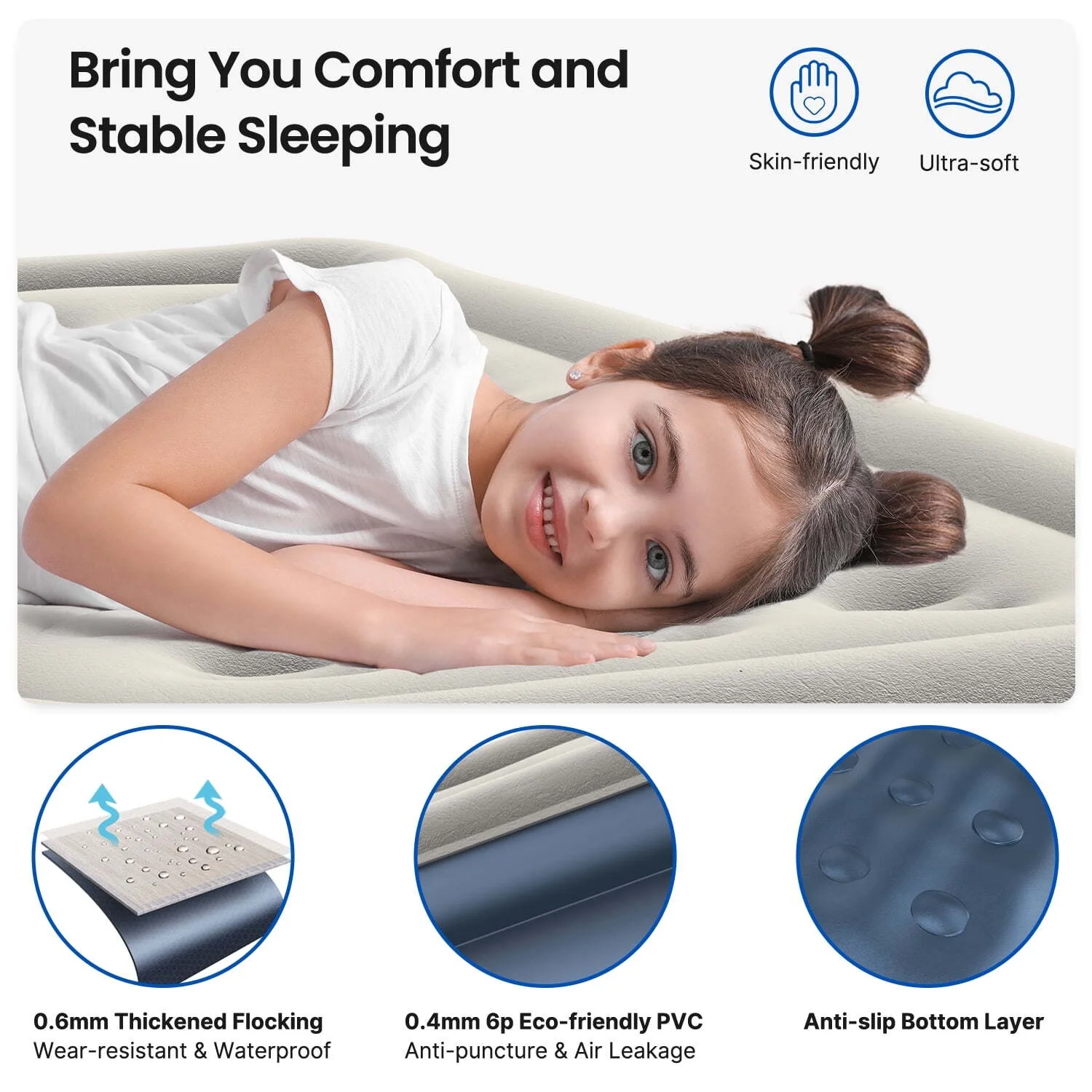 Premium Queen Size Air Mattress 18" Elevated Airbed with Built-in Pump Camping - Image 5