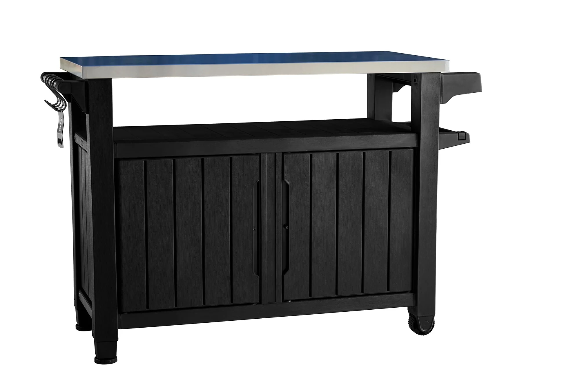 Unity XL Resin Serving Station, All-Weather Plastic and Metal Grill, Storage and Prep Table, Graphite - Image 3