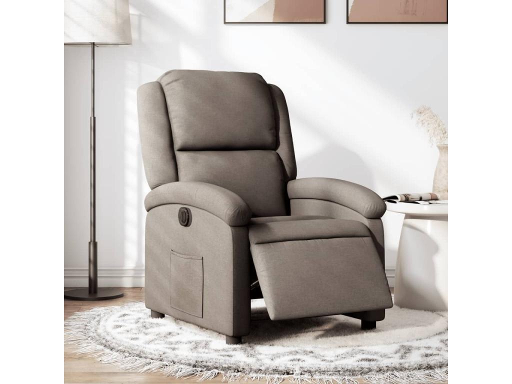 Sillón reclinable eléctrico tela gris taupé