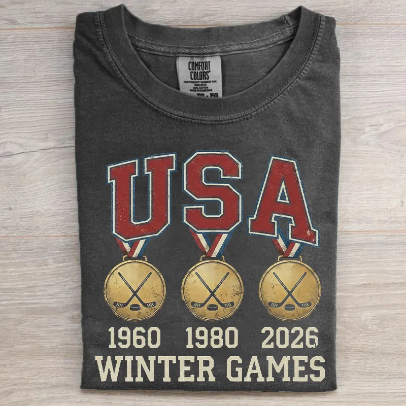 USA 1980 1960 2026 Gold Medals Winter Games T-shirt
