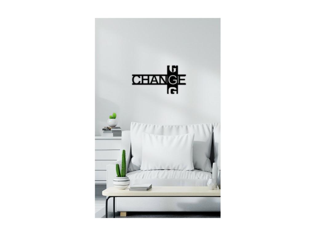 Decoración de Metal Change, Negro, 60x0,15x32 cm cm, Laocacasas