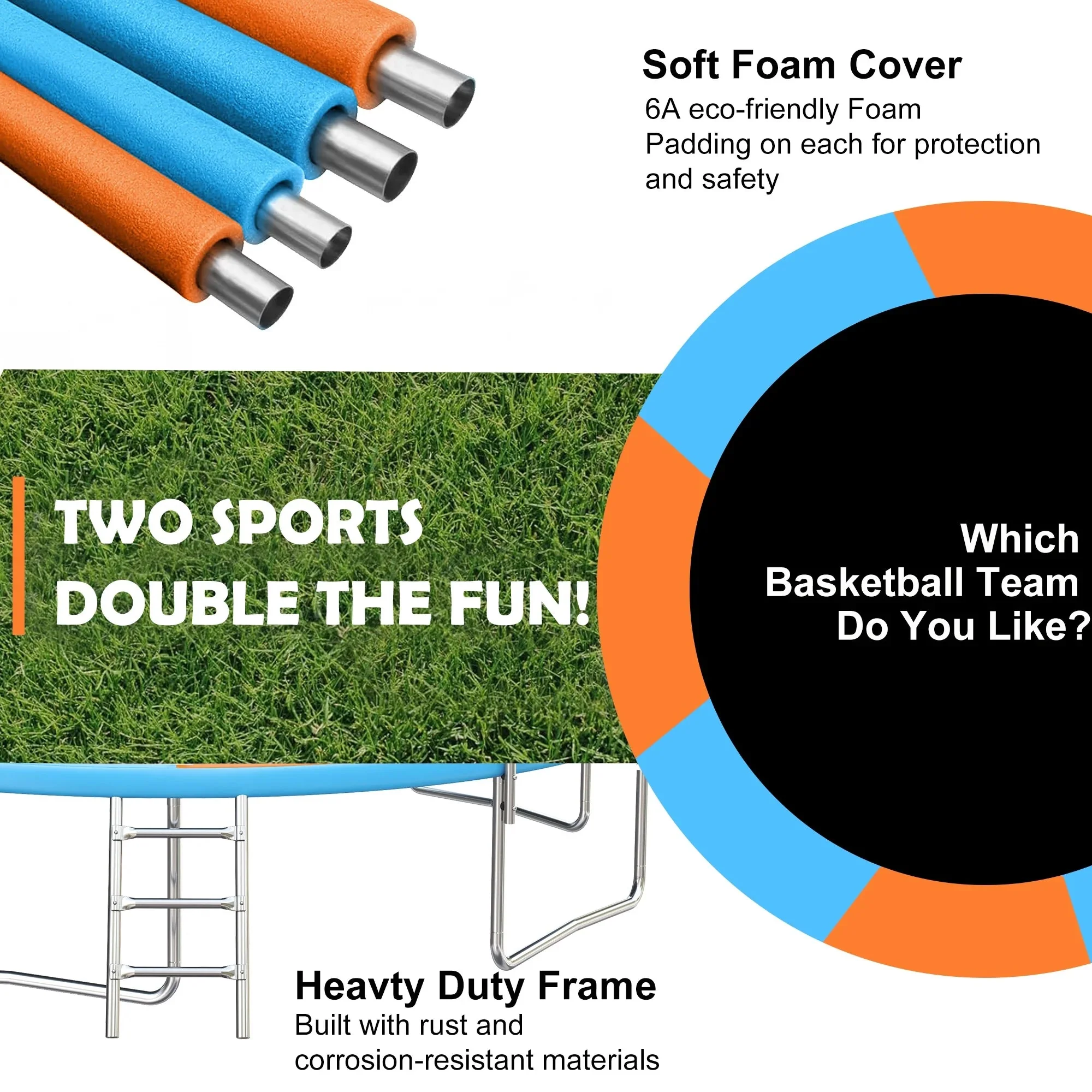 SHINPT 14ft Outdoor Trampoline With Safety Net, Basketball Hoop And Ladder - Image 6 SHINPT 14ft Outdoor Trampoline With Safety Net, Basketball Hoop And Ladder - Image 6