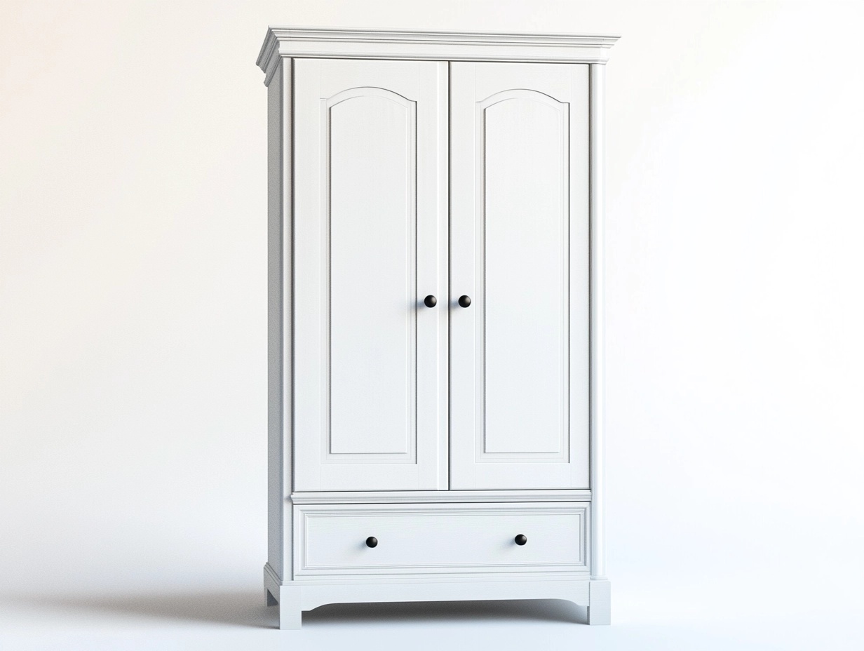 Armario blanco clásico de madera para dormitorio con dos puertas y cajón 180x90x50 cm JK3132910