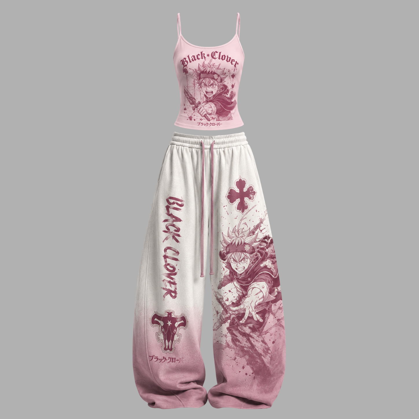 Black Clover T-Shirt & Elasticated Trousers Two-Piece Set