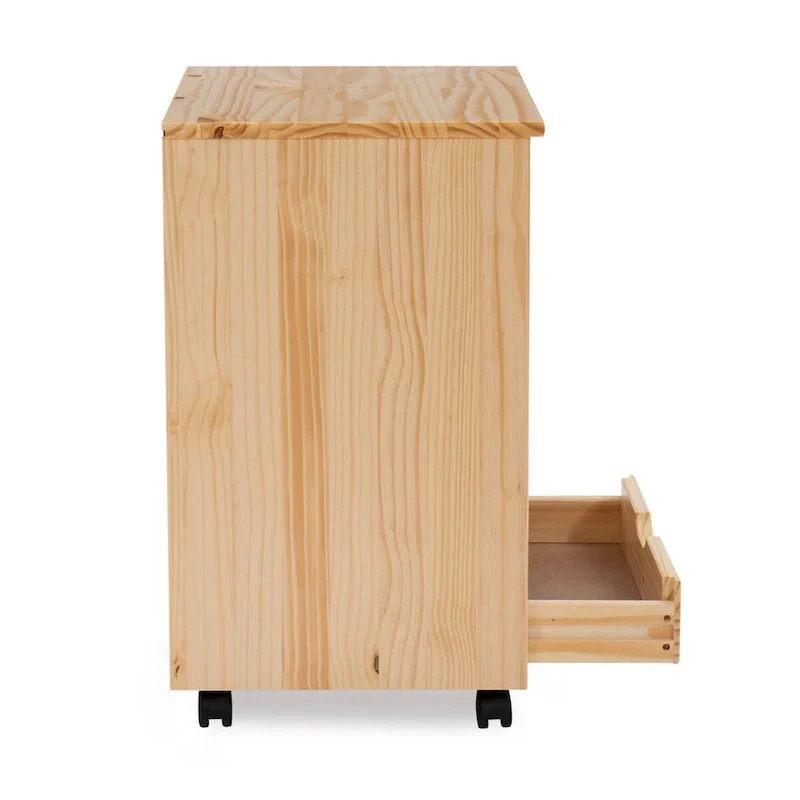 25.25-Inch Natural Brown Wide Rolling Storage Cabinet Featuring 6 Drawers