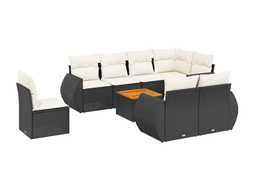 Set de sofás de jardín 8 piezas y cojines ratán sintético negro 38059CHTG