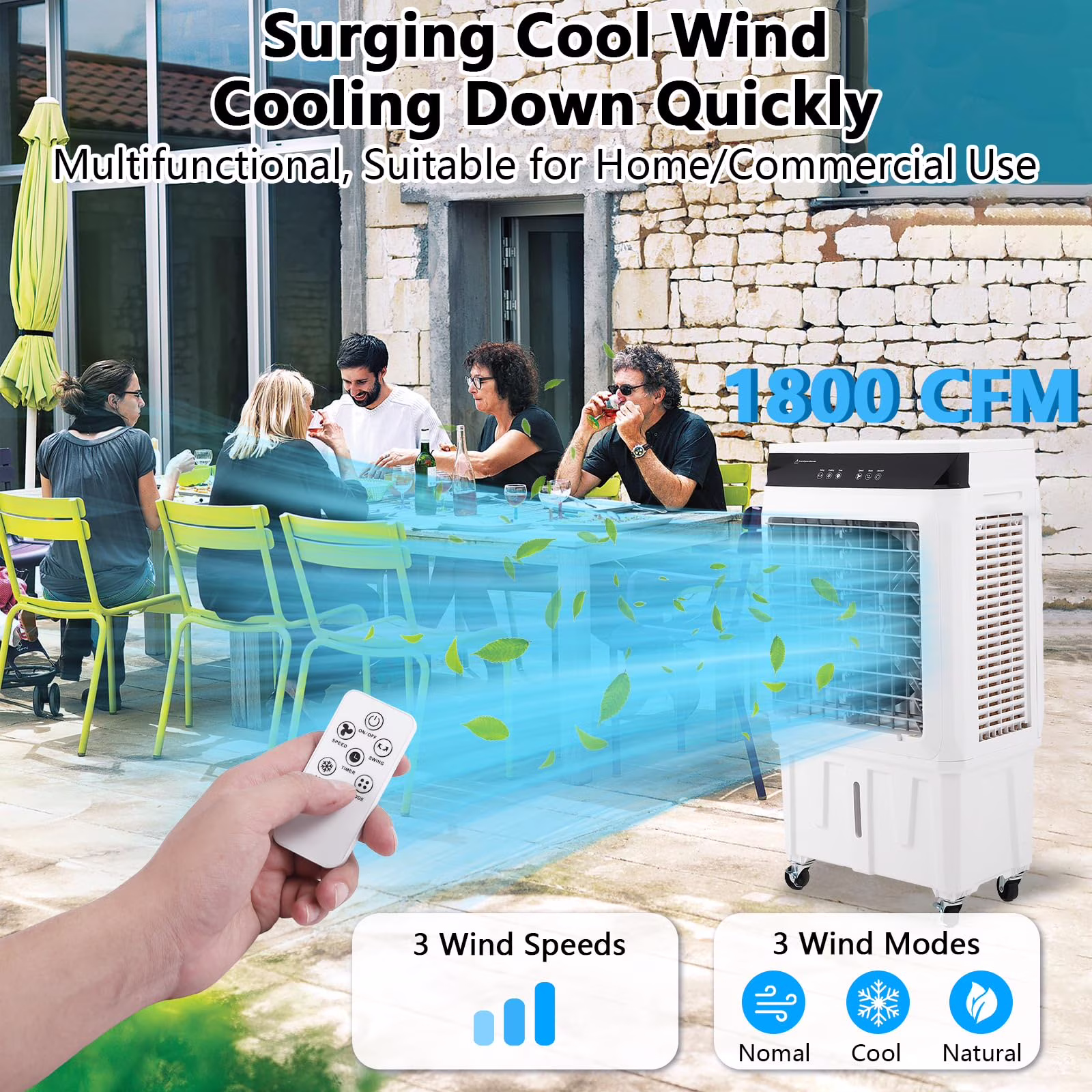 Garvee Air Coolers For Home Quiet,Evaporative Air Cooler 4100 CFM Swamp Cooler Air Conditioner with Remote Control and 4 Ice Packs, 3 Modes & Wind Speeds for Outdoor, Indoor, Garage, 15.8 Gallons