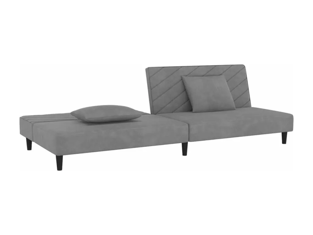 Sofá Cama de 2 Plazas con Dos Cojines de Terciopelo Gris Claro  ZR1885748