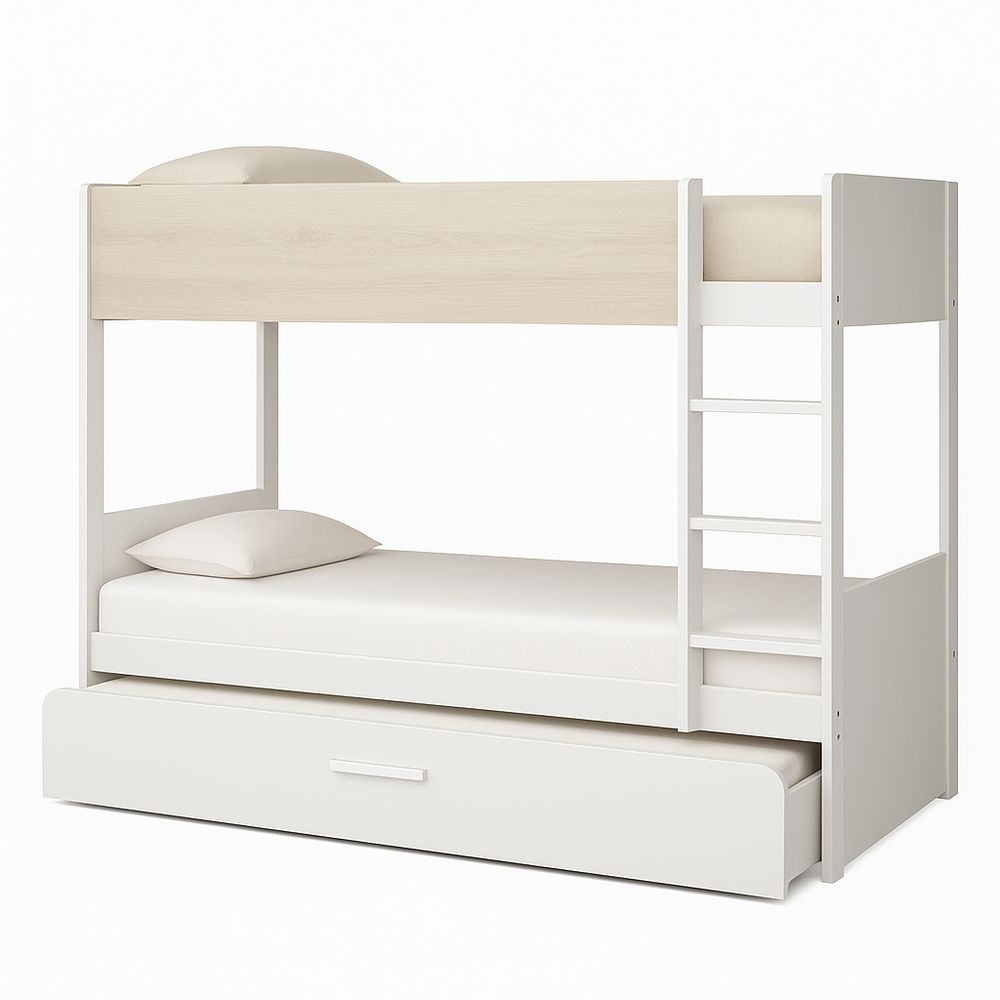 Cama literas de madera blanca con almacenamiento,ideal para habitaciones infantiles,diseño moderno y funcional,durable y seguro
