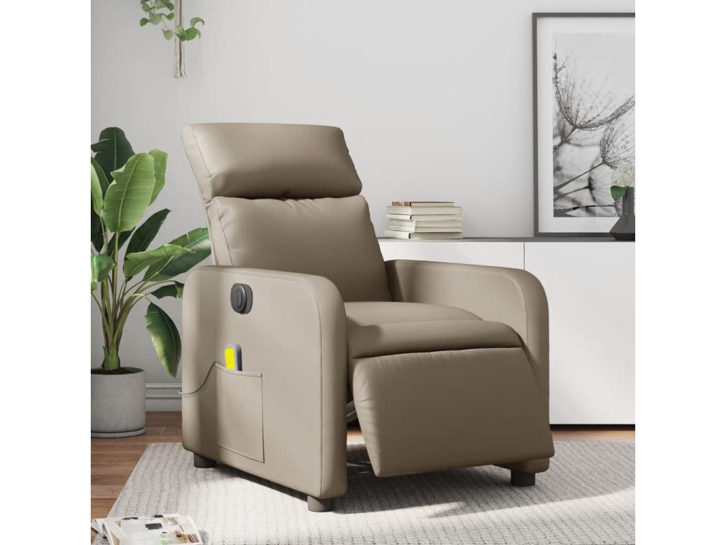 Sillón reclinable de masaje eléctrico cuero sintético capuchino