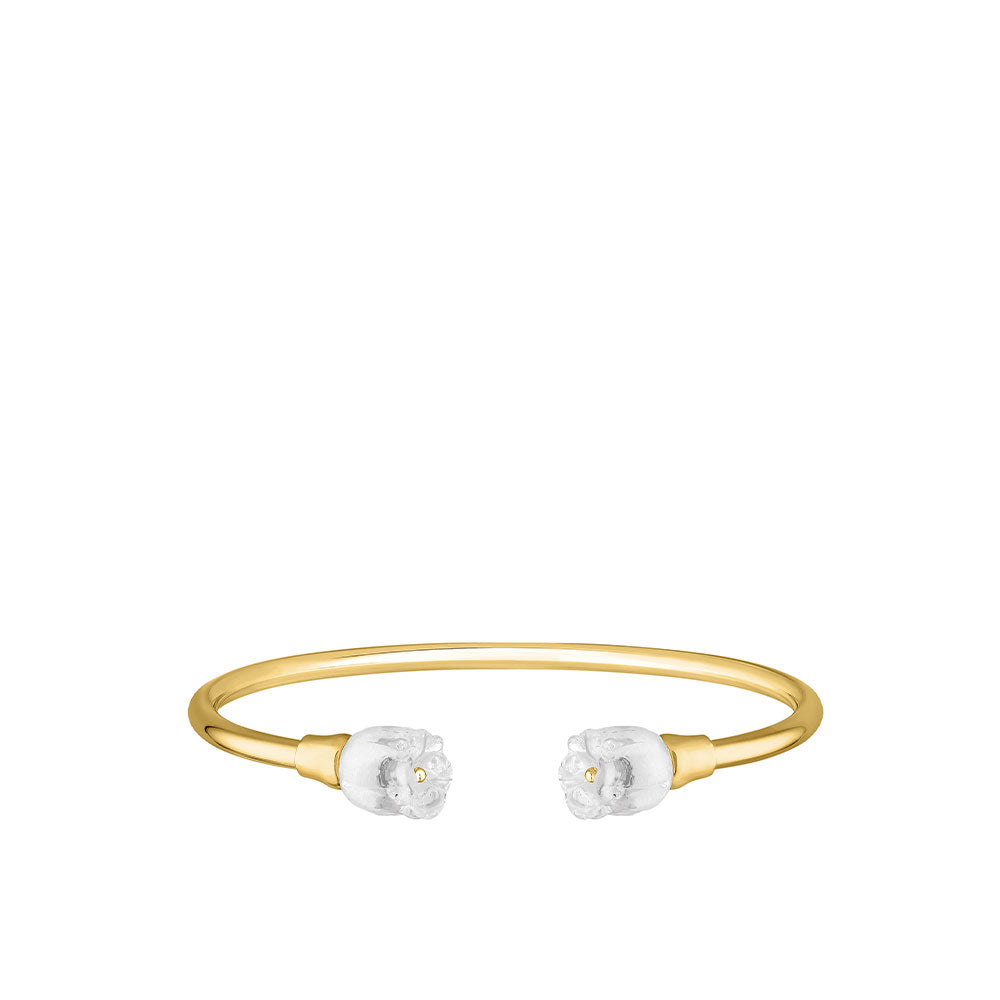 BRACELET JONC FLEXIBLE MUGUET - CRISTAL INCOLORE, PLAQUÉ OR JAUNE 18 CARATS