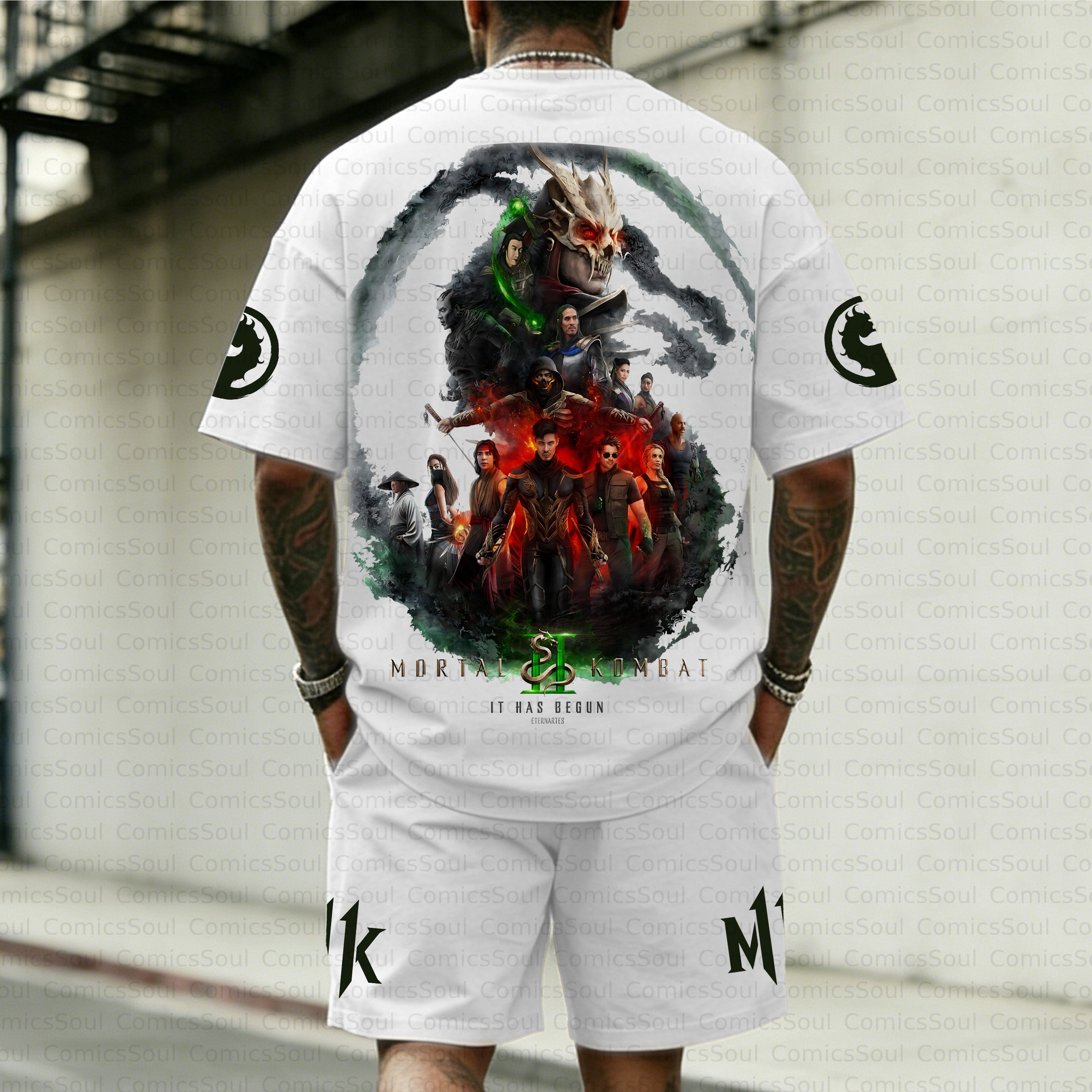 Unisex Anime Inspired Vintage T-shirt& Shorts 2 Pieces Set